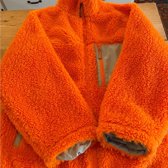 sandy Liang Orange Fleece Jacket with Gray Accents, excellent condition, Worn 1x - Picture 5 of 10